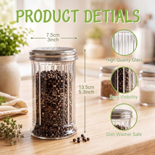 Mimorou 8 Pcs 12 oz Glass Sugar Shaker Pourer Dispenser, 5.5'', Shaker Lid - style: Shaker Lid