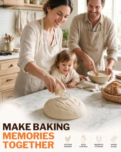 Bread Lame Sourdough Scoring Tool, Dual Sided Magnetic Bread Knife - color: Cream