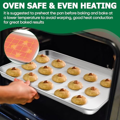 TeamFar Stainless Steel Baking Sheet Pan with Rack & Mat - 16/12.5/10.5inch