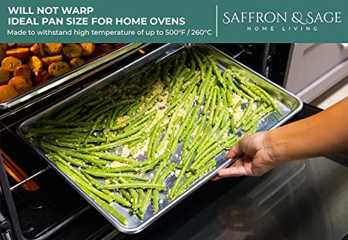 Commerical Quality Cookie Sheet Pan - 4 Pack Aluminum Half Sheet Baking Pan by Saffron & Sage Home Living - This 18x13 Rimmed Baking Sheet Set is Rust & Warp Resistant, Heavy Duty, of Thick Gauge - size: 4 Pack Cookie Sheet