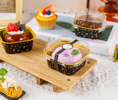 NPLUX Halloween Baking Pans, 5oz 50 Pack Black Gold for Parties - color: Black/Gold, size: 5 OZ