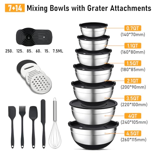 Unokit Mixing Blows with Lids Set - 7-Piece - size: Non-Slip 7-Piece