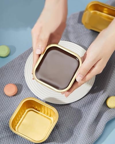 Mini Cake Pans with Lids, Square, 50 Pack, 5 oz, Black - color: Black, size: Square-5oz-50pcs