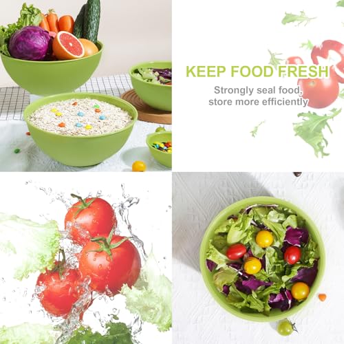 BoxedHome BPA Free Plastic Round Mixing Bowl with Lids, 12 Pack Nesting Bowls with Lids Set, Microwave and Dishwasher Safe Prep & Serving Bowls Great for Mixing, Baking, Serving (Light Green, 12pcs) - color: Light Green