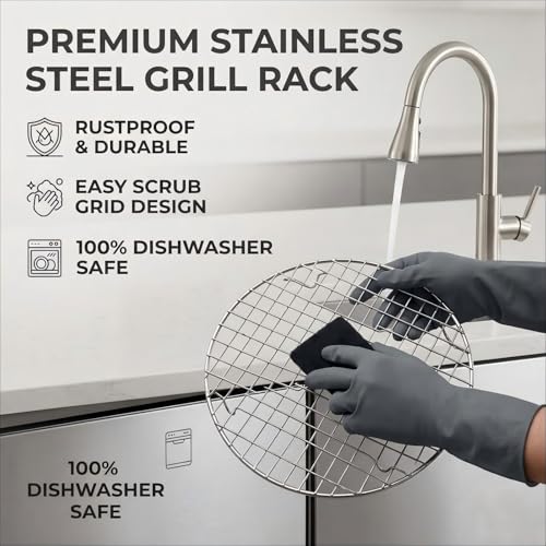 2PCS Small Cooling Rack 5.1 Inch,Round Cooking Rack,Steamer Rack for Pots,Stainless Steel Air Fryer Rack with Fixed Legs,Fits Multi-Cookers & Ovens for Cooling,Roasting,Baking&Steaming((5.1 Inch) - color: 5.1 Inch