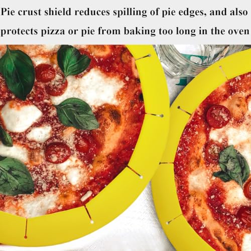Adjustable Pie Crust Shield, Silicone Pie Crust Protector for Baking, Pie Ring Pie Crust Cover Tools, Fits 8-11.4 Inch Pies Pizza (Yellow) - color: Yellow