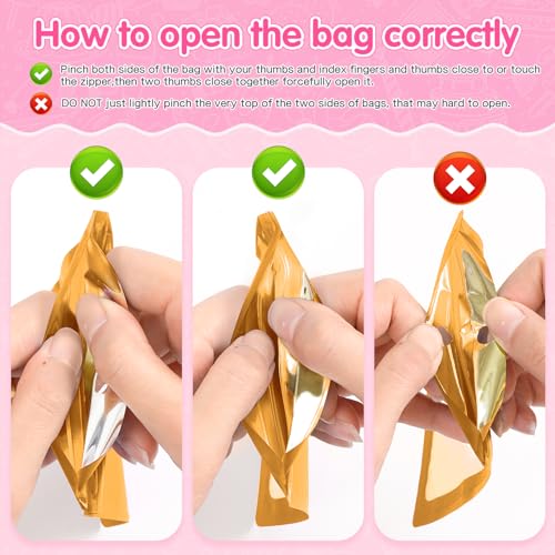 FUNFERY 100 Pack Mylar Resealable Bags, Gold Foil Packaging Bags - color: Gold, size: 2.4 x 3.9 inch
