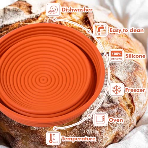 Webake 10" Large Round Silicone Bread Proofing Basket, Collapsible Silicone Banneton Basket for Sourdough Bread Baking, BPA-Free - style: Round L