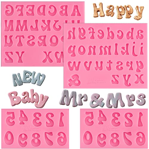 JOERSH Silicone Letter Fondant Molds, 4Pcs - style: Letter & Number