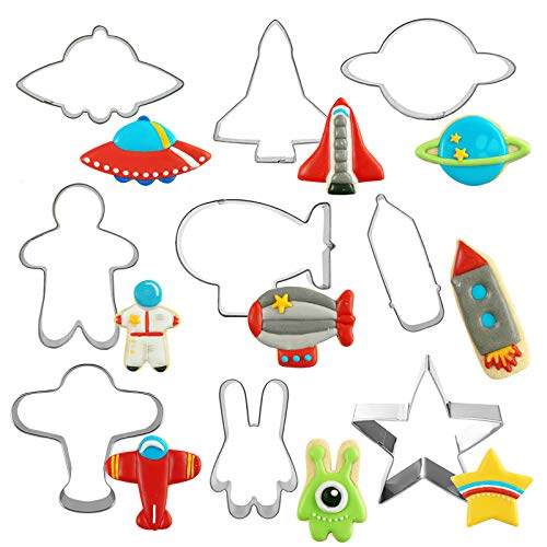HENGYID Animal Cookie Cutter Set - 9 PCS Stainless Steel Shaped Cookie Candy Food Cutters Molds for DIY, Kitchen, Baking, Cake, Holiday Celebration, Kids Animal Themed Birthday Party (Space) - color: Space
