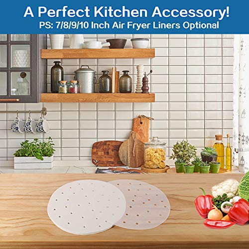 YQL 7 Inch Air Fryer Liner,200PCS Parchment Paper for Air Fryer Precut Perforated Parchment Paper Steaming Paper for Steaming Basket and More