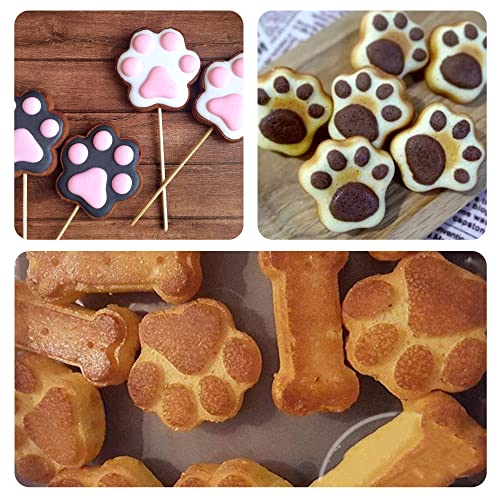 8PCS Dog Bone and Dog Paw Print Cookie Cutters Set, Stainless Steel Metal 4 Sizes Dogs Bone Paw Shape Cookie Cutter, Dogs Theme Party Cookie Cutter Molds for Homemade Treats Baking - color: Dog Bone & Dog Paw