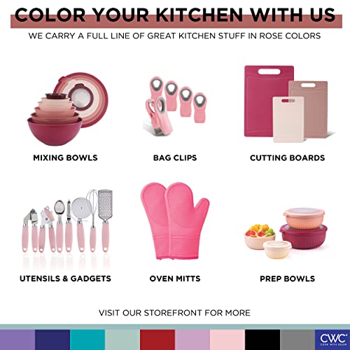 COOK WITH COLOR Prep Bowls with Lids- Wide and Deep Nesting Plastic Small Mixing Bowl Set with Lids, 8 Piece Set - Deep Bowls, Rose - color: Rose, size: 8 Piece Set - Deep Bowls