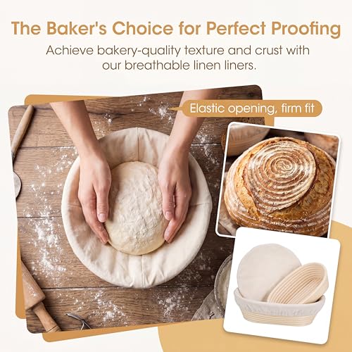 4Pcs Bread Proofing Basket Liners 2 Oval & 2 Round 10 Inch Covers