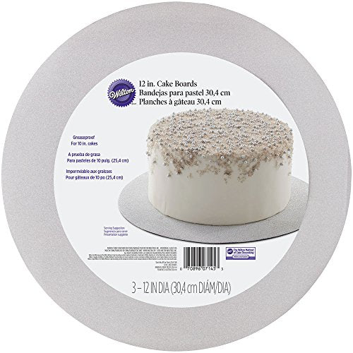 Wilton Round Silver Glitter Cake Boards, Corrugated - color: Silver
