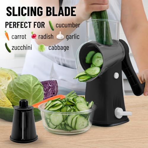 Rotary Cheese Grater Hand Crank, Vegetable Shredder - Black & Chrome - color: 01 - Black