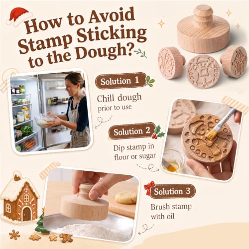 3 Set Gingerbread Cookie Stamps, 2.5" Springerle Molds for Baking - style: Gingerbread