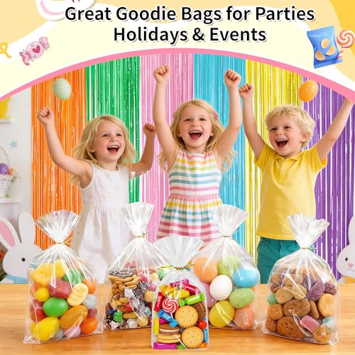 Large Clear Gift Bags 12x16 Inch, 100 Pack Plastic Gusseted Cellophane Bags - color: 12x16 Inch-100 Pcs