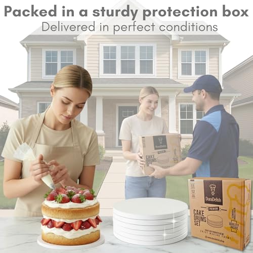 6-Pack 10 Inch Cake Drum Reversible – Sturdy 1/2” Thick, Fully Greaseproof Dual-Side with Sturdy Protection Box | Professional White Cake Rounds 10 Inch for Tiered, Wedding & Birthday Cakes - size: 6 pcs - 10 inch