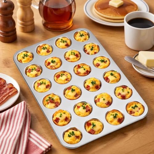 Homikit 18/10 Stainless Steel Mini Muffin Cupcake Pan 24 Cups Nonstick, 1PC - size: 24 Cup