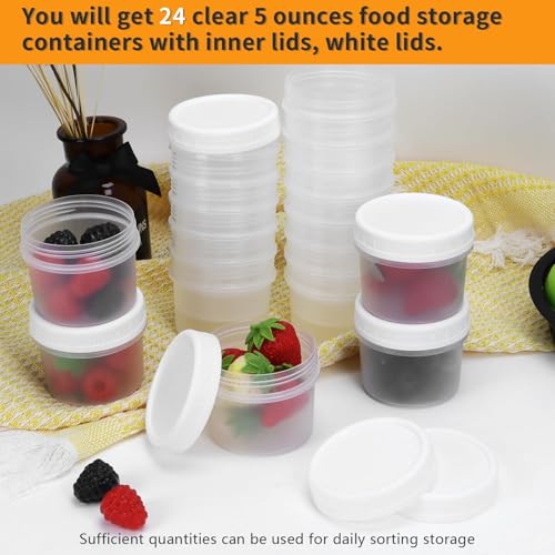 24 Pack 5 oz(160 ml) Food Storage Jars with Screw Lids