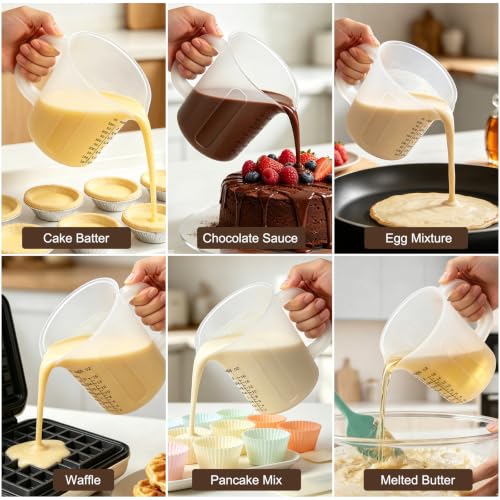 Palksky 2 Cup Measuring Cups with Spout, 16 oz Liquid Measuring Cups with Handle, Flexible Microwave Safe Measuring Cup for Baking, Cooking, Chocolate, Butter, Syrup - size: 2-Cup Measuring Cup with Handle