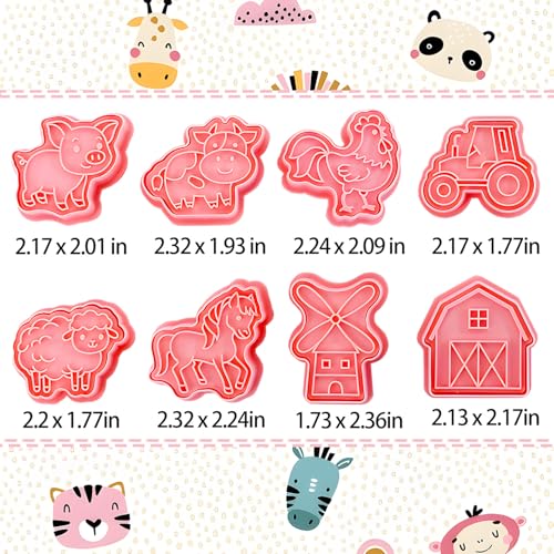 BESEK Animal Cookie Cutters: 8 PCS Cookie Cutters Set with Farm Animals Embossing Cutters For Biscuit Fondant Baking Molds (Gift Box) - color: Farm Animals