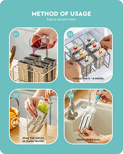Baffect stainless steel popsicle molds, Set of 6 with Metal Holder