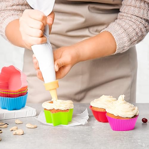 R HORSE Multi Flower-Shaped Silicone Cupcake Molds, 42PCS - color: Flowers
