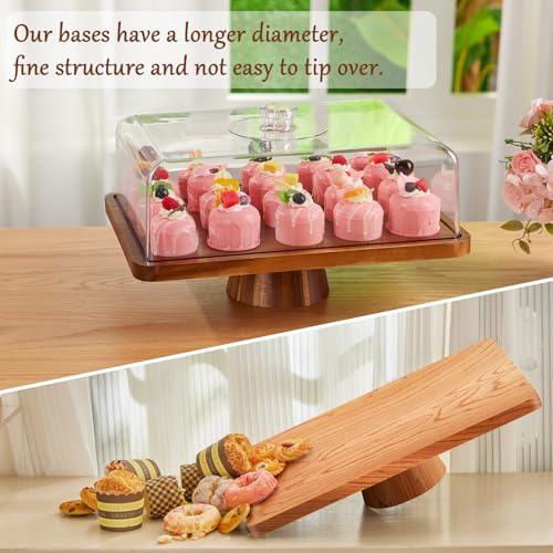 Acacia Wood Cake Stand with Lid,2-in-1 Large Rectangular Cake Stand,16*12" - size: Rectangular 17*13*9