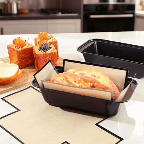 8 Pcs Loaf Pan with Liners Set 8 x 4 Inch Non-stick Bread Pan - color: Black, size: 8 x 4 Inch