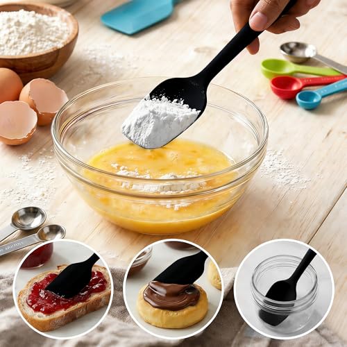 5 Pieces Silicone Spatula Set - color: Black