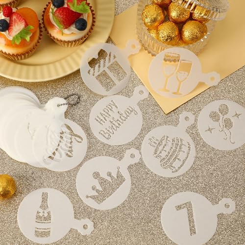 JULBEAR Birthday Cookie Stencils 36 Pcs Reusable Templates for Cake Baking - style: Birthday Style