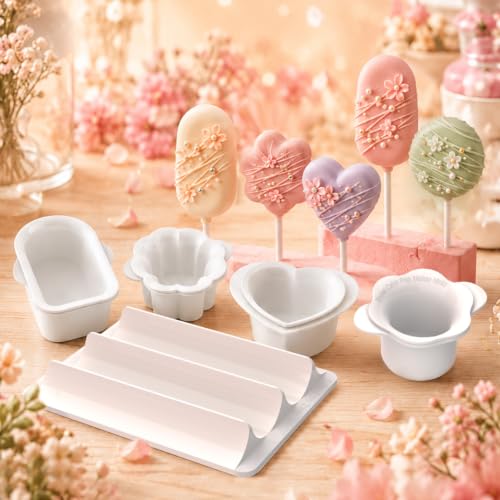 Cake Pop Molds Set, 4 Shapes with Tray，Non-3D Printed，1.75" Size