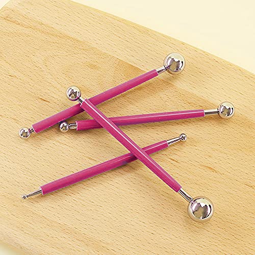 4 x Fondant Cake Decorating Clay Flower Sugarcraft Ball Model DIY Tool 8 Sizes boxs (Pink) - color: Pink