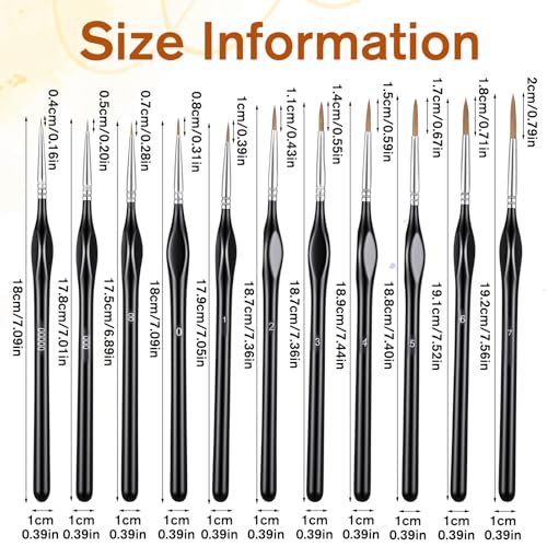 11 Pcs Detail Painting Brush Miniature Paint Brushes Micro Paint Brushes Tiny Paints Brush Set with Triangular Handles for Art Painting Acrylic Watercolor Crafts Models