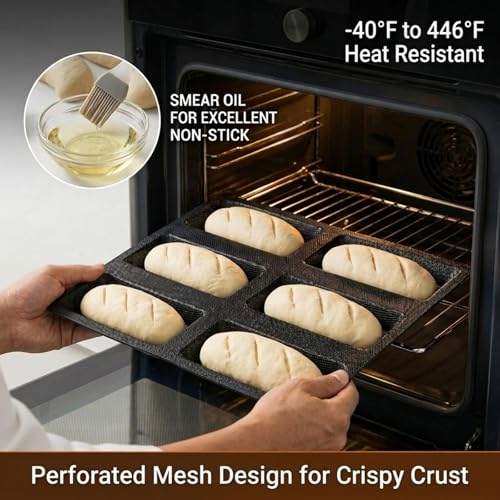 Dioycli Bread Loaf Pan for Baking Silicone Rectangular Bread Pan, 6-Cavity - size: 6 Rectangular Cavities
