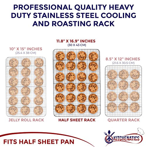 KITCHENATICS Half Sheet Wire Rack Rust Free Even Airflow 11.8 x 16.9 Inches - size: 11.8" x 16.9"