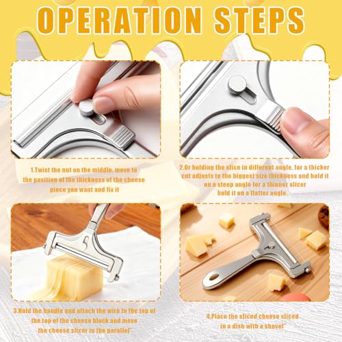 Stainless Steel Wire Cheese Slicer With 4 Extra Wires Adjustable Thickness