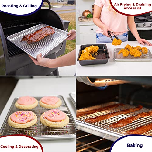 KITCHENATICS Half Sheet Baking Pan and Rack Set Warp-Free 13.1x17.9 In - size: 13.1" x 17.9" Half Sheet Pan & Rack Set