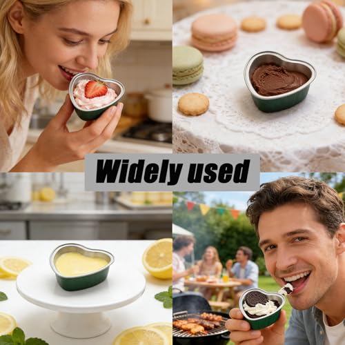 50 Pack Heart Shaped Cake Pans, 3.4oz Dark Green - color: Dark Green, size: Heart