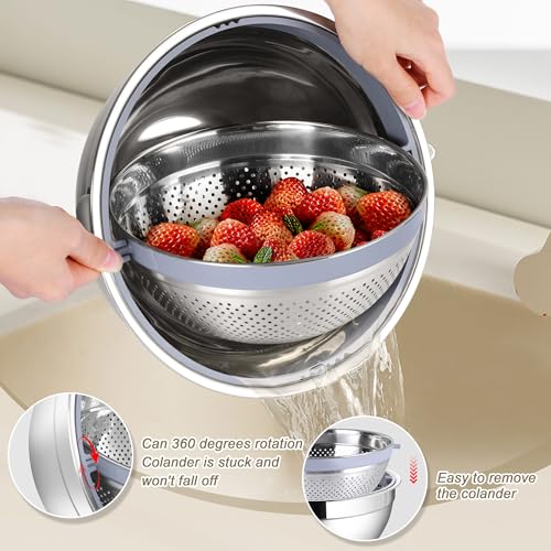 HaWare Mixing Bowl with Colander, 4-1 Bowl with Lids & 3Pcs Nesting Graters - color: Black