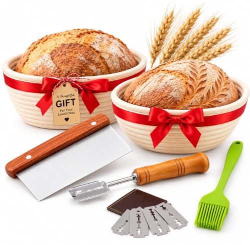 Sourdough Starter Kit with Proofing Baskets - Bread Baking Tools Set