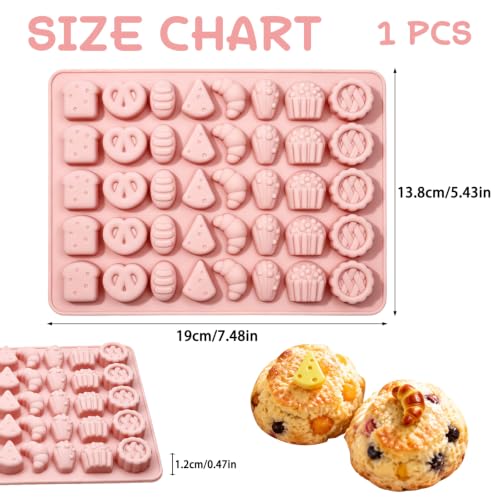 40-Cavity Mini Silicone Baking Desserts Shapes Mold fo Candy and Jello - color: Pink-XY066