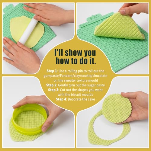 KALAIEN 1Pcs Sweater Texture Fondant Impression Mats(Style 3) - color: Style 3