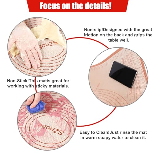 Silicone Pastry Mat 34X26 inch Baking Mat Large Dough Mat with Measurements - color: Red, size: 26"L x 34"W