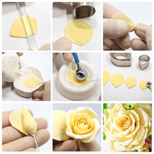 KALAIEN 23pcs/set Rose Petal Cutter Set Gum Paste Fondant Cake Cutters - color: Rose Petal Cutter Set (23pcs)
