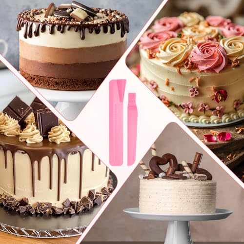 uxcell 2Pcs Adjustable Cake Scraper Adjustable Cake Smoother Dark Pink - color: Dark Pink