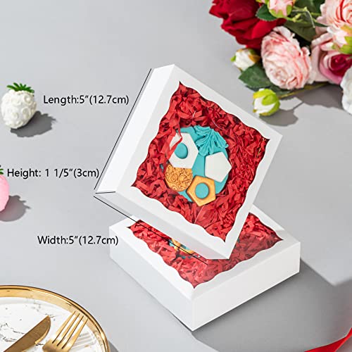 NEKSUNBAK 50PCS 5x5x1.2 inch White Cookie Gift Boxes