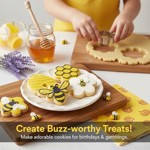 6 Pcs Butterfly Cookie Cutter Set, Stainless Steel Butterfly Shapes Molds for Party Baking Tool, Kids Birthday Decoration, Biscuit, Fondant & Sandwich, Homemaking, Biscuits, Dough (Bee)